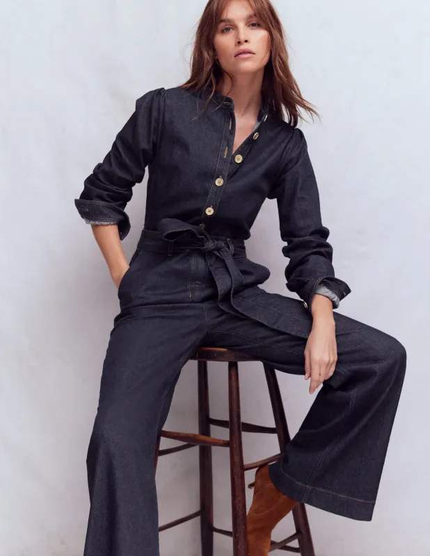 Bootcut-Jumpsuit aus Denim mit Knöpfen-Indigo made by Boden