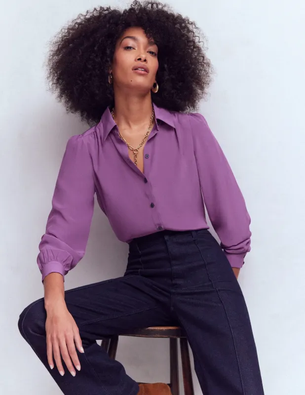 Sara Seidenhemd-Amethyst made by Boden