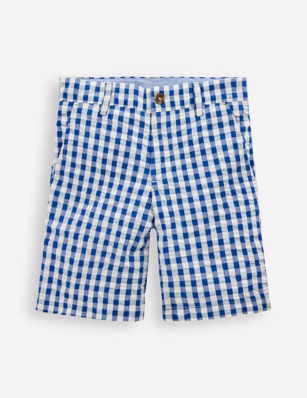 Texturierte Shorts-Blau Karo made by Boden