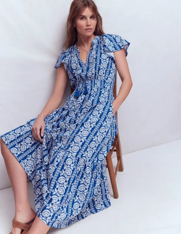 Tala Gestuftes Jersey-Maxikleid-Leuchtendes Blau, Blumenornament made by Boden