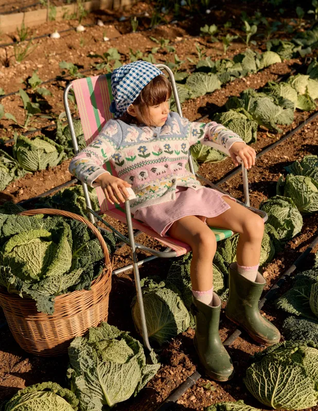 Edie Fair-Isle-Strickjacke-Gletscherblau Hase Fair-Isle-Muster made by Boden