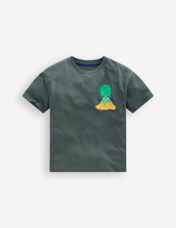 T-Shirt mit Druck auf Vorder- und Rückseite-Anthrazit Vulkane made by Boden