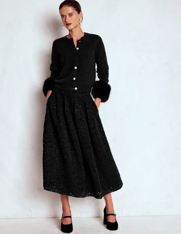 Verity Midirock mit Spitze-Schwarz mit Spitze made by Boden