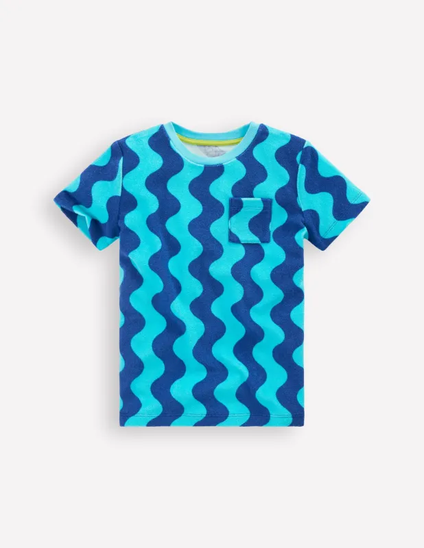 T-Shirt aus Frottee-Blau Wellen made by Boden