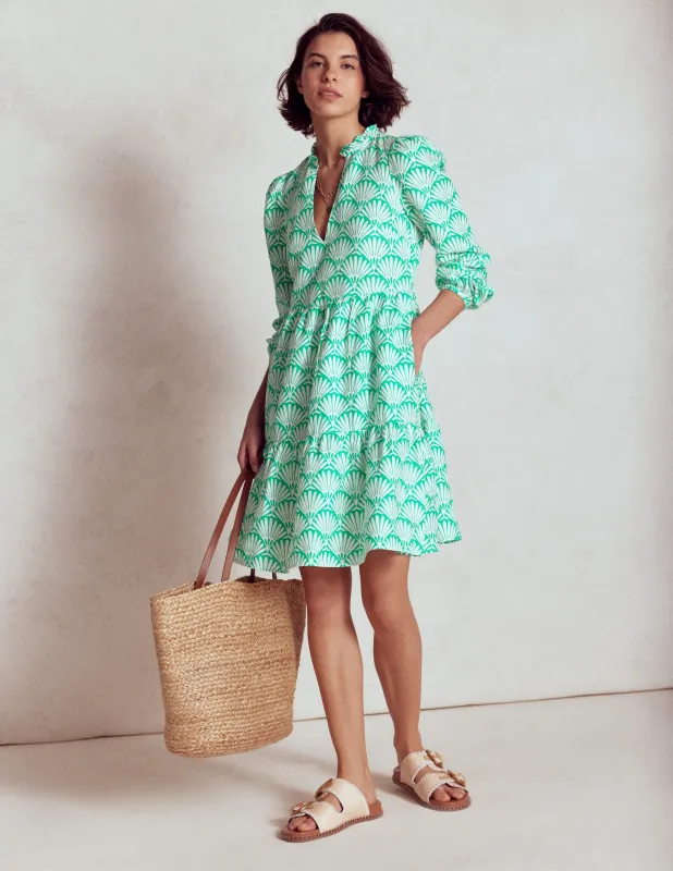Esme Minikleid aus Leinen-Aquamarinblau, Deko-Palme made by Boden
