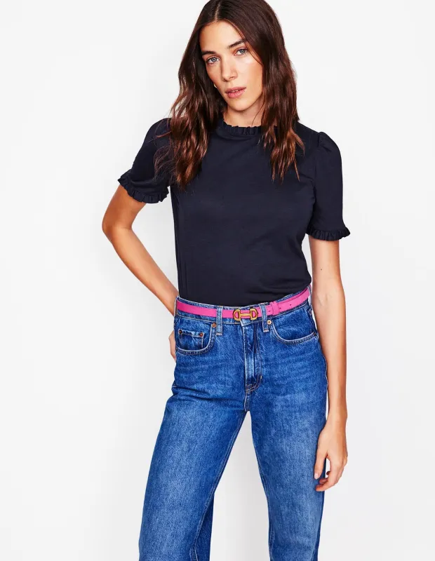 Superweiches T-Shirt mit Rüschendetail-Aqua Marine Marl sold by Boden