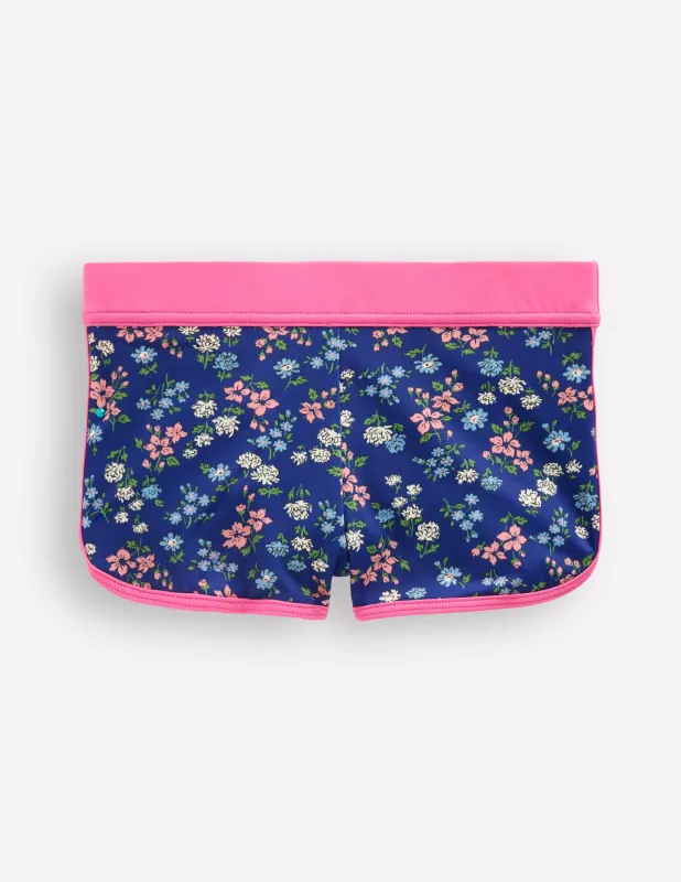 Gemusterte Badeshorts-Saphirblau Wiese Blumenmuster made by Boden