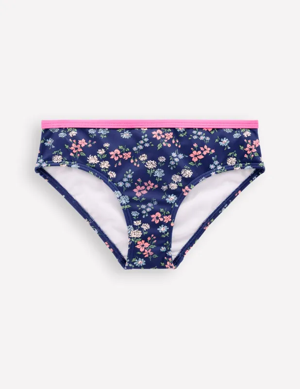 Gemusterte Bikinihose-Saphirblau Wiese Blumenmuster made by Boden