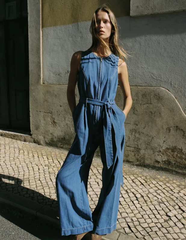 Ärmelloser Jeans-Jumpsuit-Mittlere Mischung Denim sold by Boden