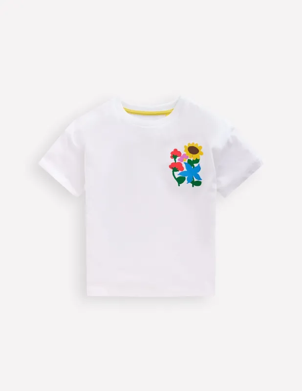 T-Shirt mit Druck-Weiß Blumen made by Boden