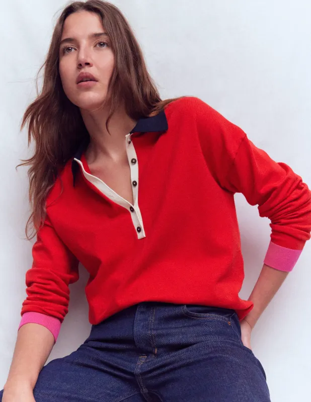 Lara Henley-Pullover aus Baumwolle-ROT made by Boden