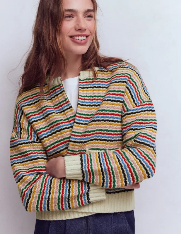 Maya Jacke mit Reißverschluss-Naturweiß, Regenbogen sold by Boden