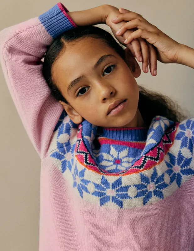Eleanor Fair-Isle-Pullover-Geblümt Rosa made by Boden