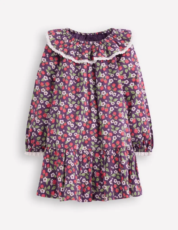 Gewebtes Kleid mit Spitzenbesatz-Violett Vintage-Beere sold by Boden