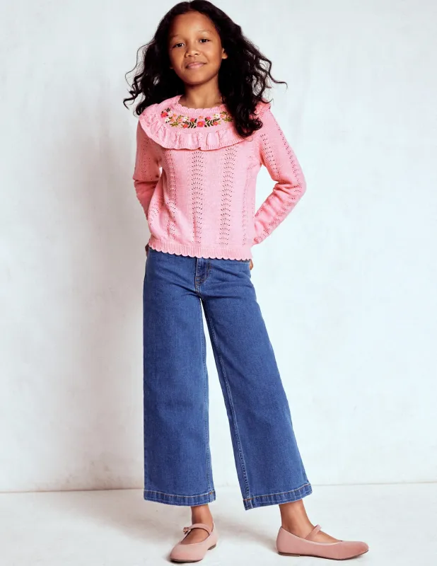 Bestickter Pointelle-Pullover-Kirschblütenrosa Meliert made by Boden