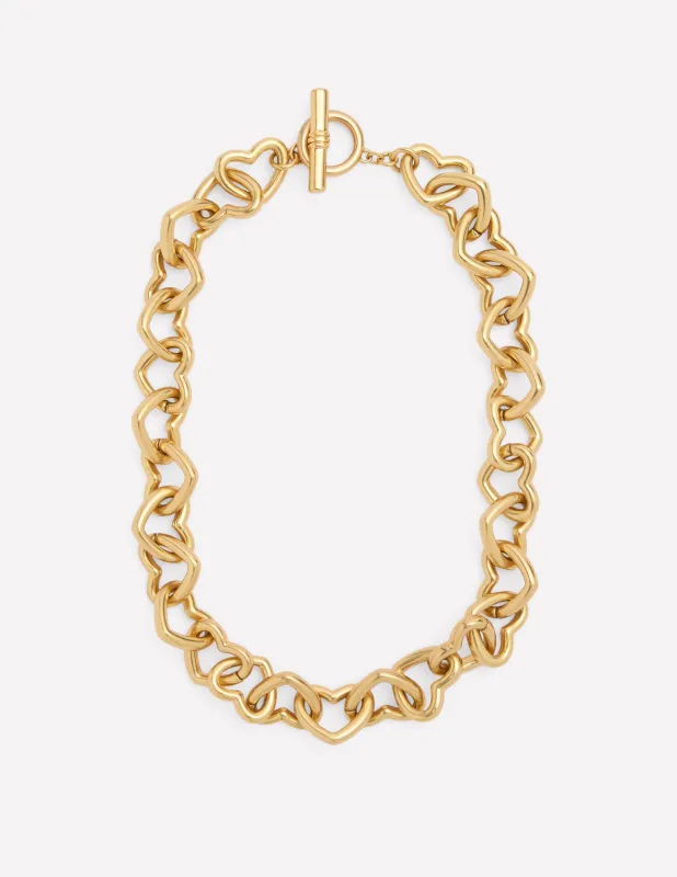 Breite Halskette mit Herzanhänger-Goldfarbe made by Boden