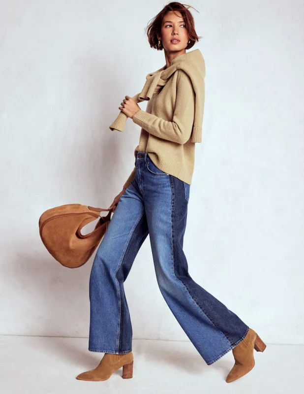 Marion Henley-Pullover aus Merinowolle-Camel Meliert made by Boden