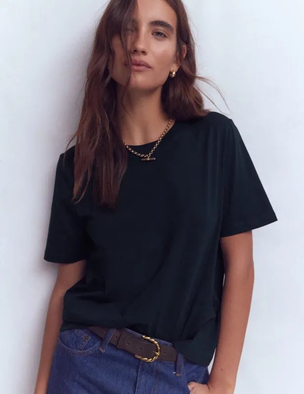 T-Shirt aus Baumwolle-Marineblau made by Boden