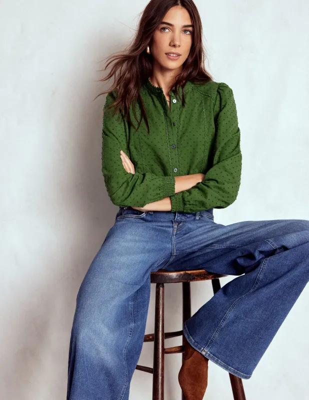 Rhea Oberteil aus Baumwoll-Dobby-Promenadengrün made by Boden