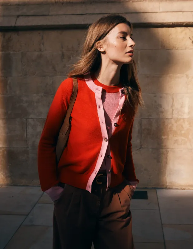 Grace Strickjacke in Blockfarben-Leuchtende Kirsche made by Boden
