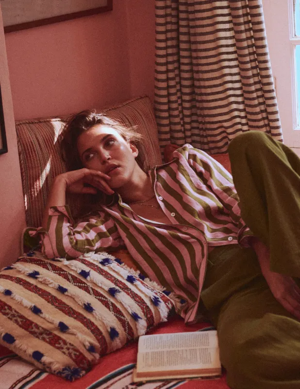 Sienna Leinenhemd-Grün und Rosa gestreift made by Boden