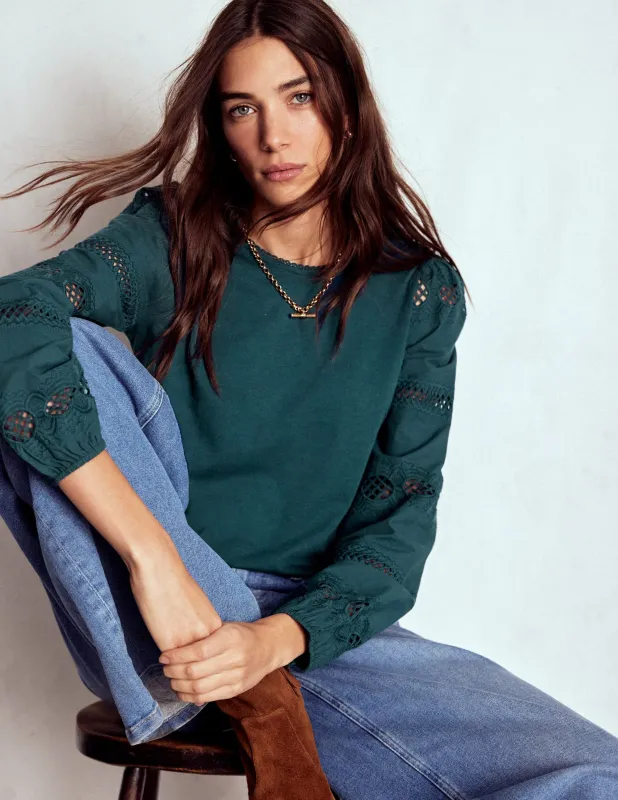 Millie Oberteil aus Spitzenmix-Mitternachtsblaugrün made by Boden