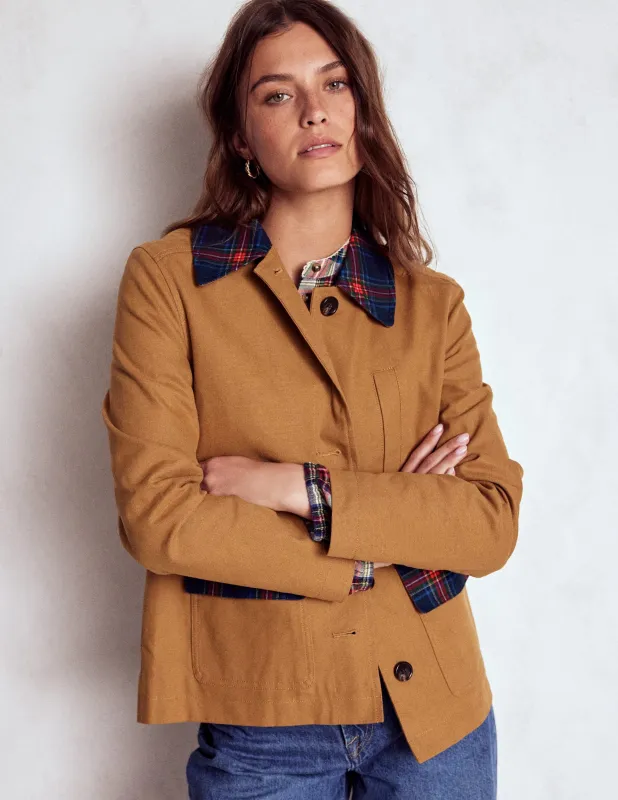 Barn Jacket aus Canvas-Haselnussbraun, Kariert made by Boden