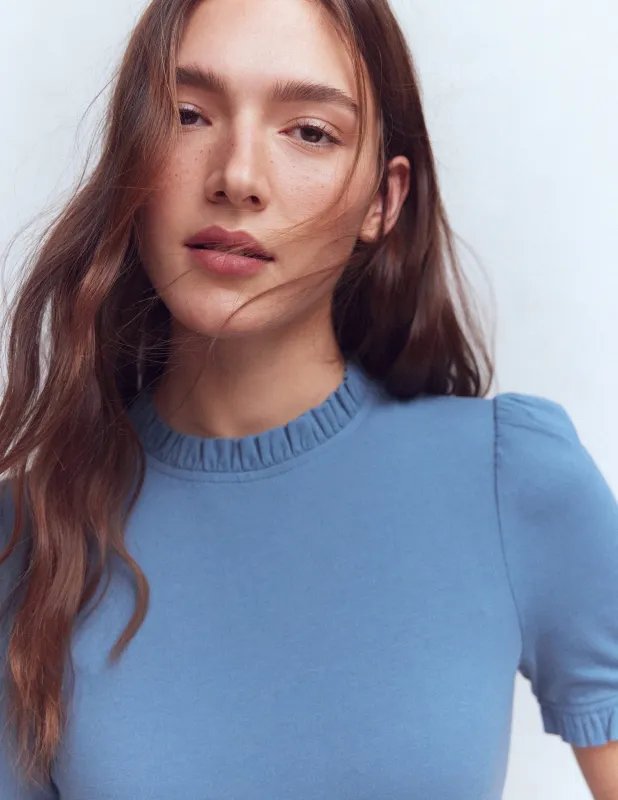 Superweiches T-Shirt mit Rüschendetail-Kapitänsblau made by Boden