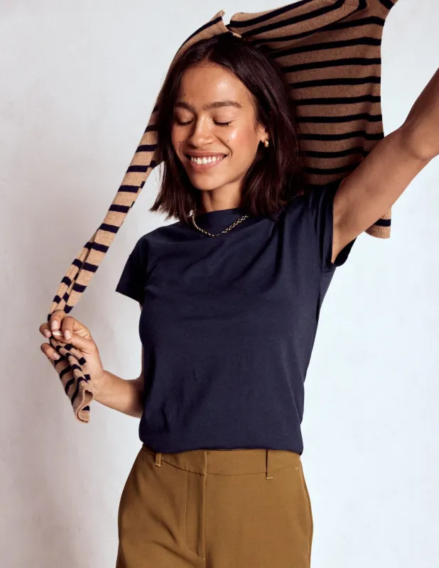 Superweiches T-Shirt mit U-Boot-Ausschnitt-Aqua Marine Marl made by Boden