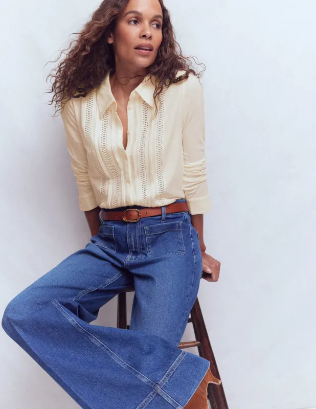 Jerseyhemd mit Besatz-Naturweiß sold by Boden