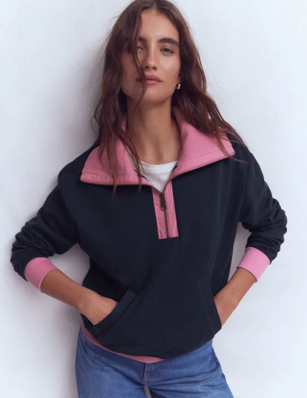 Sweatshirt in Blockfarben-Rosa und Marineblau made by Boden