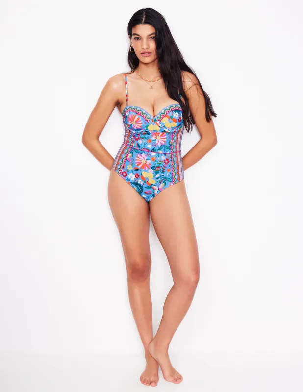 Rhodes Badeanzug in Körbchengröße-Mazarinblau, Tigerparadies sold by Boden