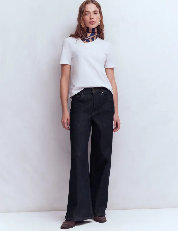 Hoch geschnittene Jeans mit weitem Bein-Indigo Waschung sold by Boden