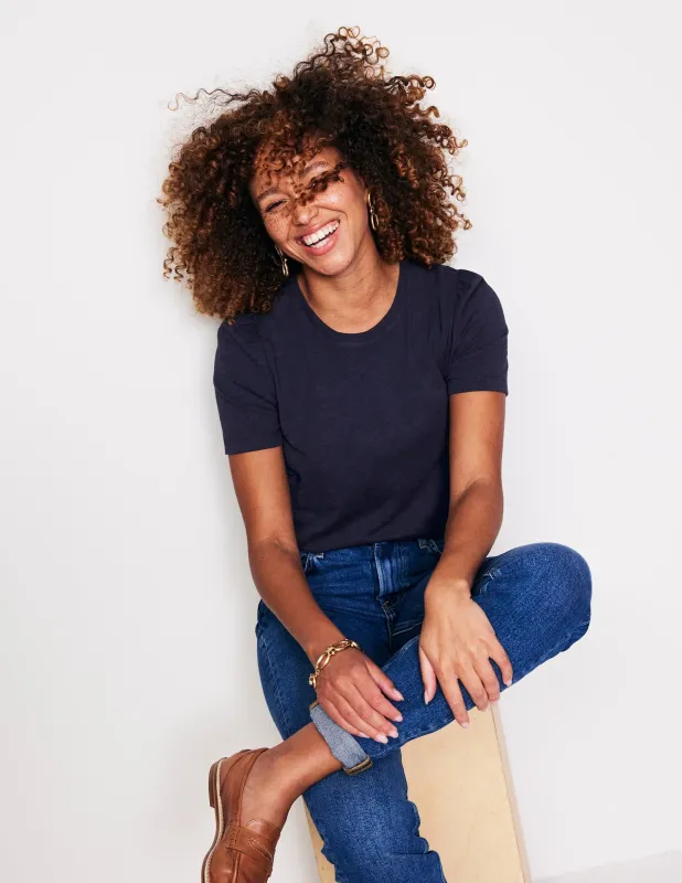 T-Shirt aus Baumwolle mit Puffärmeln-Aqua Marine Marl made by Boden