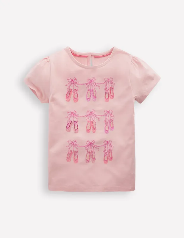 Oberteil mit Puffärmeln und Superstich-Französisches Rosa Ballerinas sold by Boden