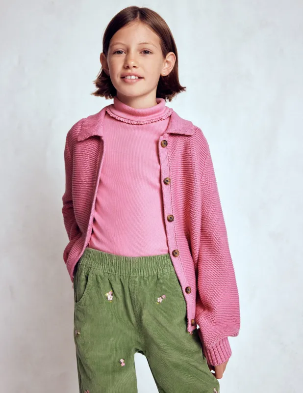 Geripptes Rollkragenoberteil-Rosa Schleier sold by Boden