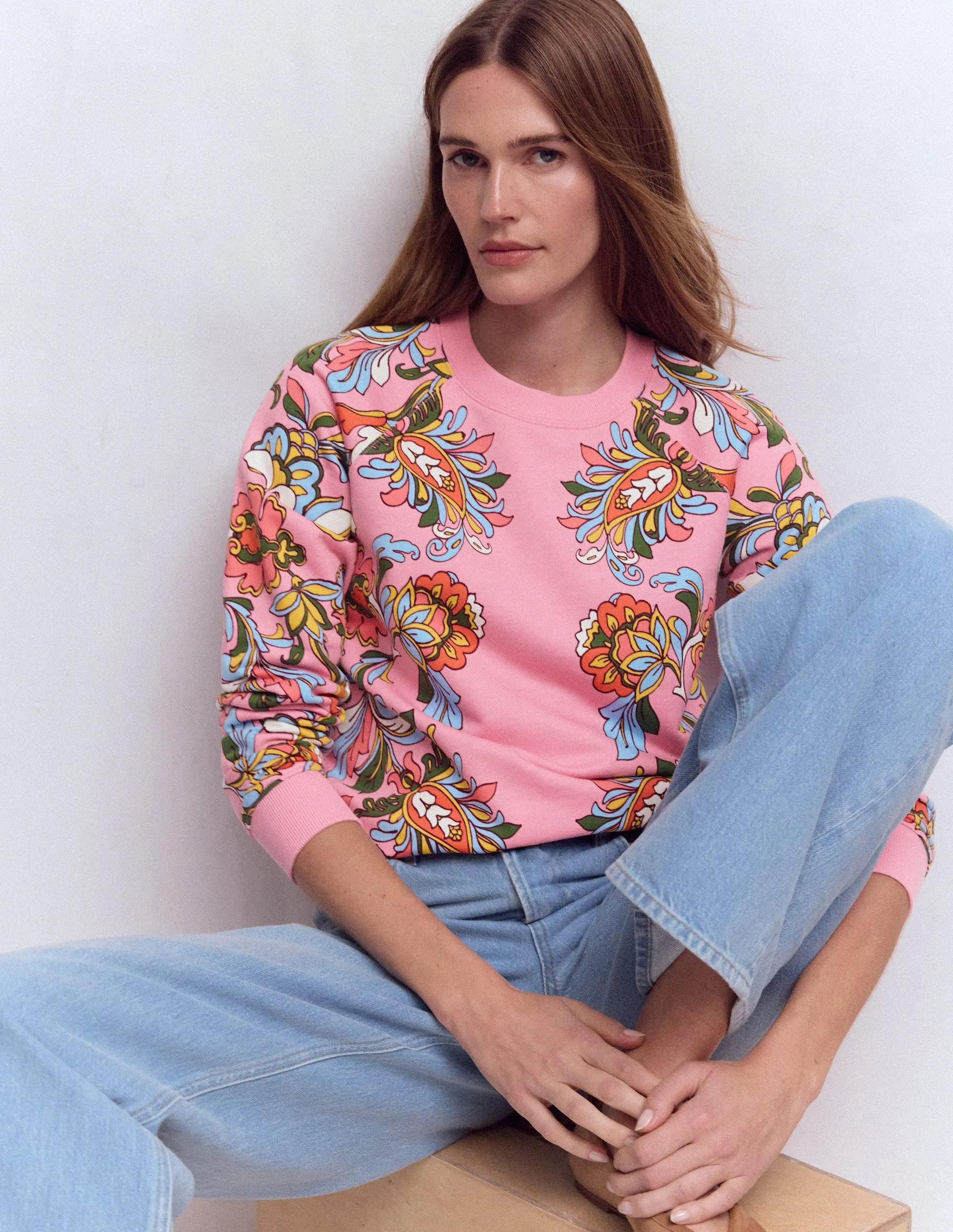 Rosa Bedrucktes Sweatshirt-Bunt, Botanisches Muster sold by Boden