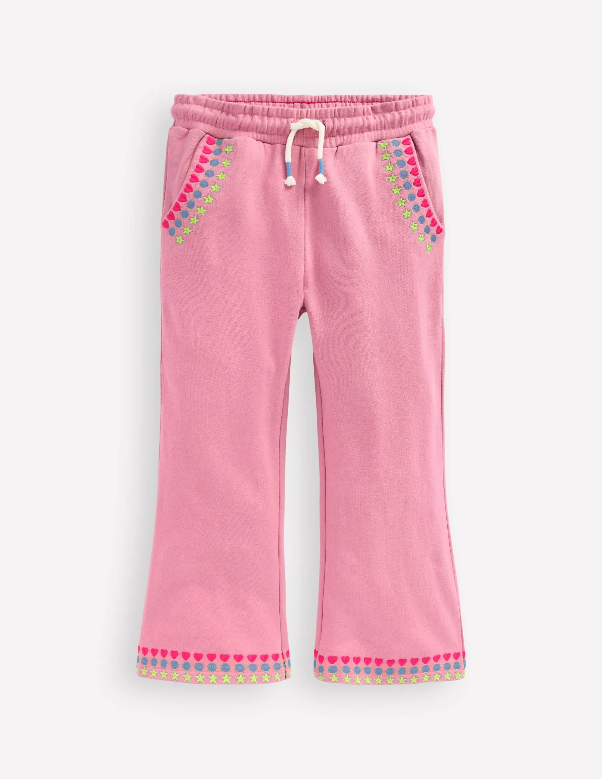 Bestickte Jogginghose mit leichtem Schlag-Rosa Schleier Stickerei sold by Boden