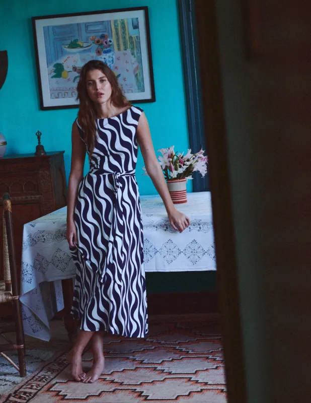 Tamsin Jersey-Midikleid-Französisches Marineblau, Rhythmische Welle made by Boden