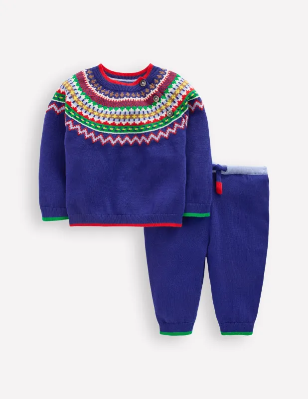Spielset aus Strick-Saphirblau Fair-Isle sold by Boden