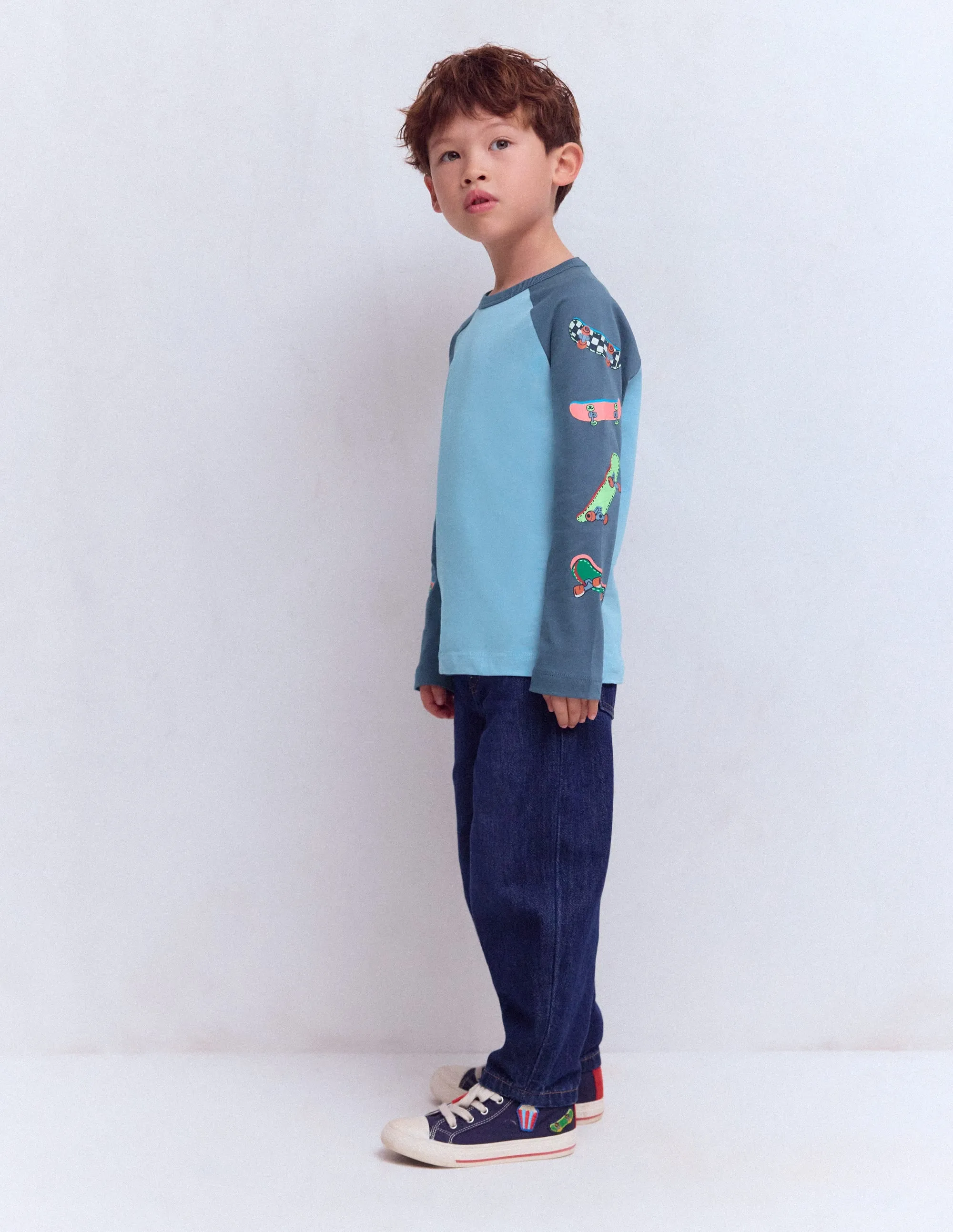 Bedrucktes Langarmshirt mit Raglanärmlen-Blau Wochenende Skateboards sold by Boden
