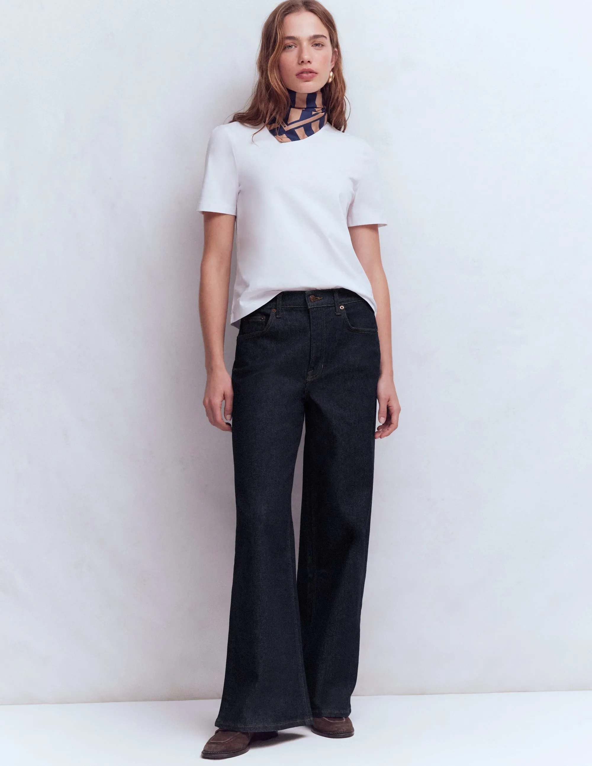 Hoch geschnittene Jeans mit weitem Bein-Indigo Waschung sold by Boden