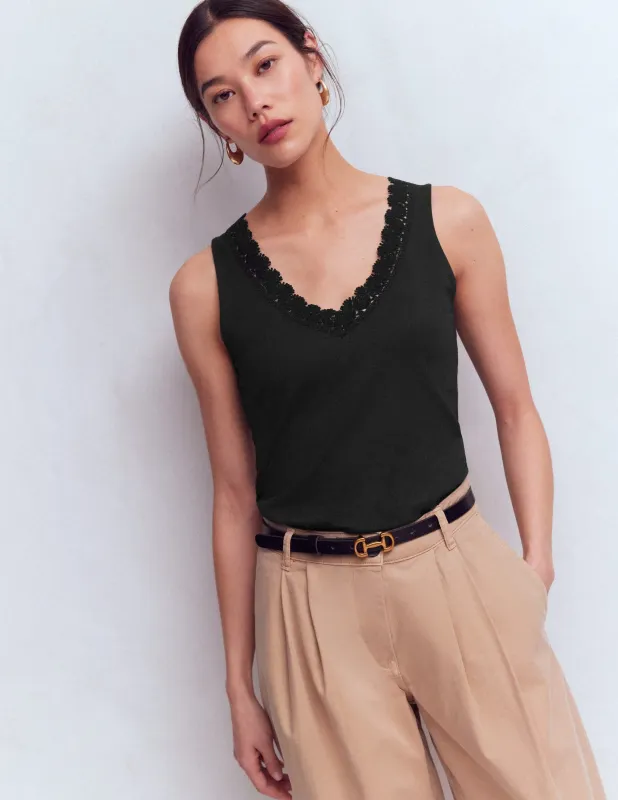 Flora Superweiches Top mit Spitzenbesatz-Black Beauty sold by Boden