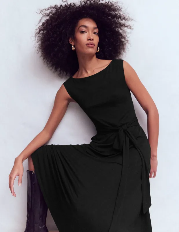 Tamsin Jersey-Midikleid-Schwarz sold by Boden