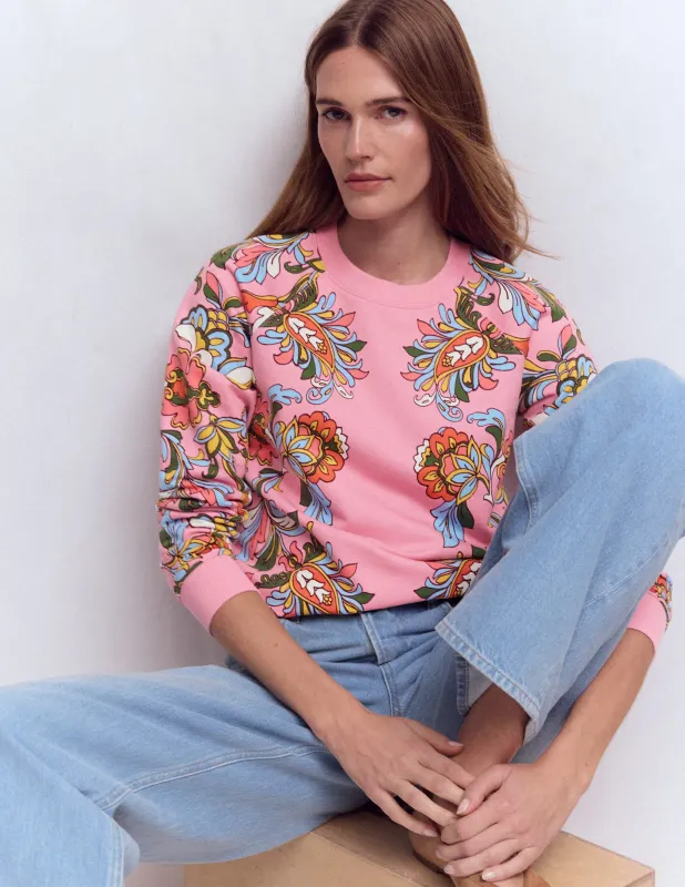 Rosa Bedrucktes Sweatshirt-Bunt, Botanisches Muster sold by Boden