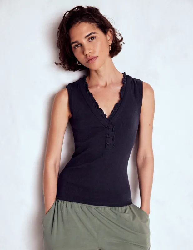 Jersey Henley-Schlafanzugoberteil-Blau sold by Boden