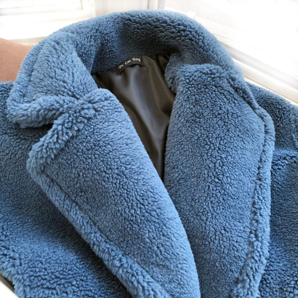 Luxury Long Fur Loose Lapel Shaggy Warm Fluffy Coat sold by Body Central product image thumbnail 5