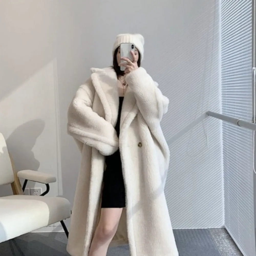 Luxury Long Fur Loose Lapel Shaggy Warm Fluffy Coat sold by Body Central