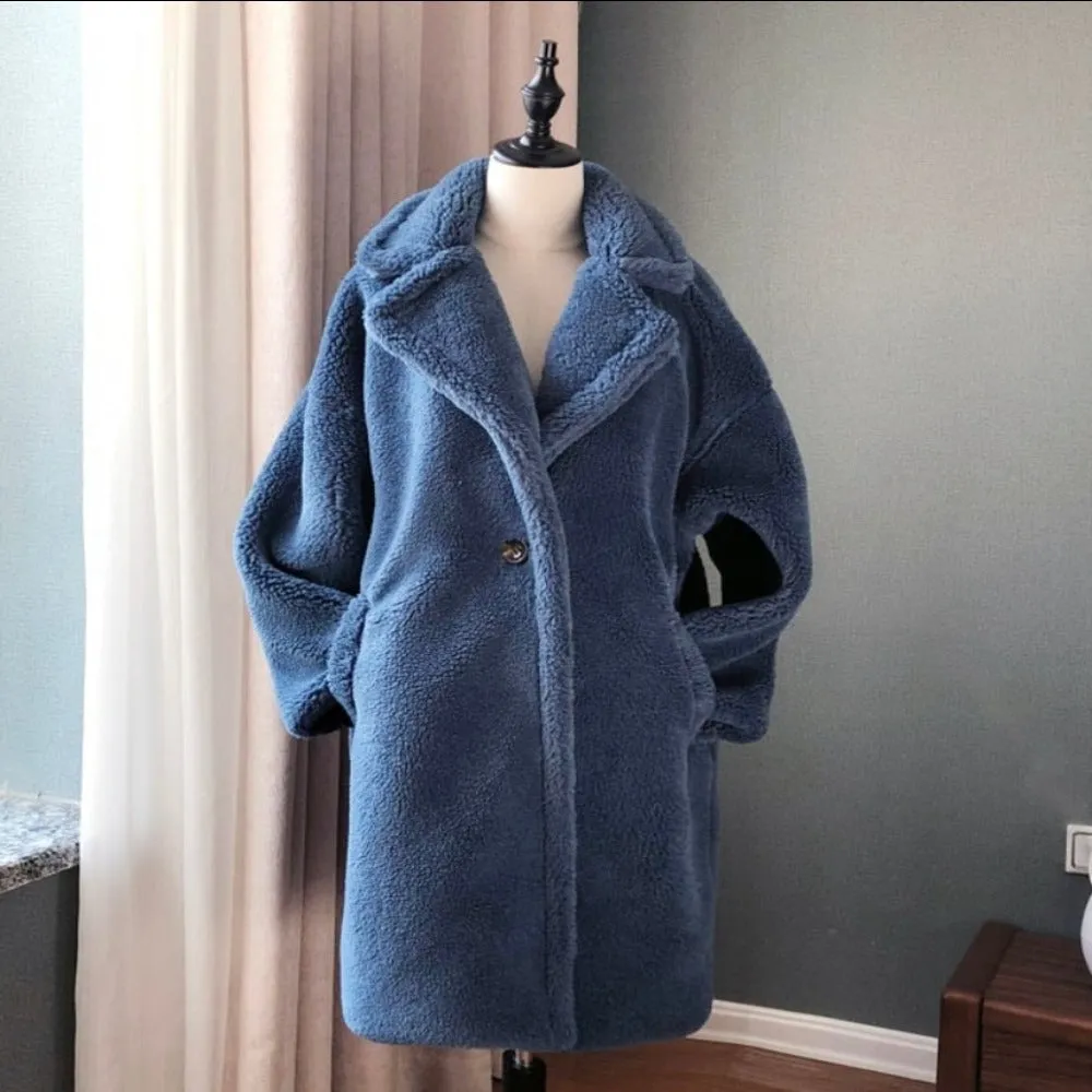 Luxury Long Fur Loose Lapel Shaggy Warm Fluffy Coat sold by Body Central product image thumbnail 4