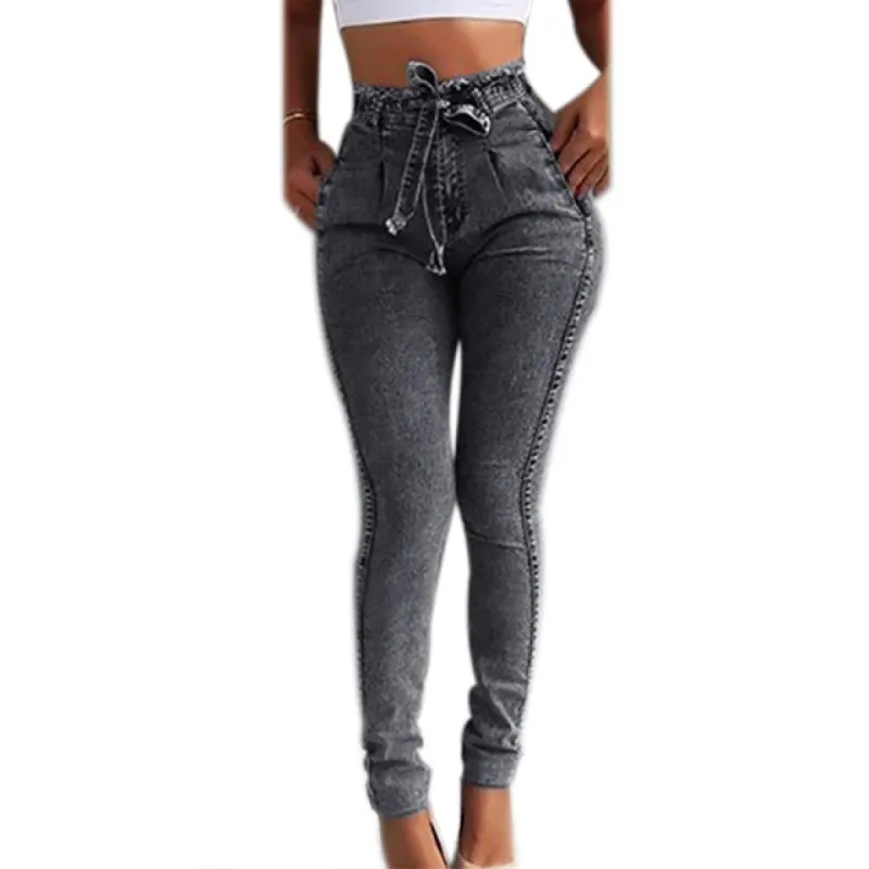 High Waist Patchwork Irregular Ribbed Holes Pencil Stretch Slim Skinny Jeans sold by Body Central